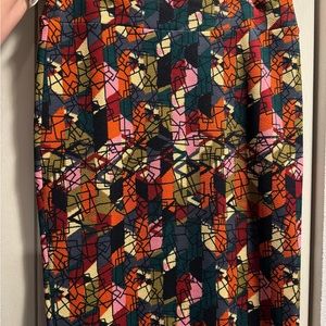 LuLaRoe Blue Red Midi Pencil Skirt Casual